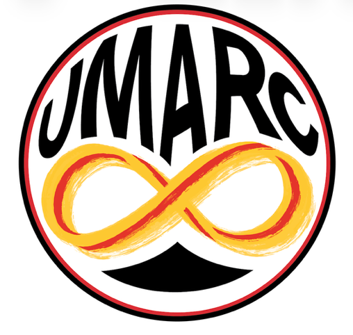 Logo featuring the word ‘UMARC’ in bold black letters curved across the top of a circular design. Below the text is a large yellow and red infinity symbol with a hand-painted texture. The design is enclosed within a white circle outlined in red and black.