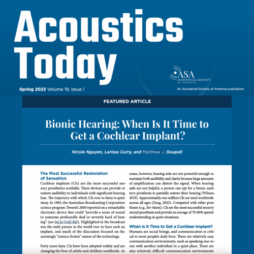 Bionic Hearing: When Is It Time to Get a Cochlear Implant? | Acoustics Today 