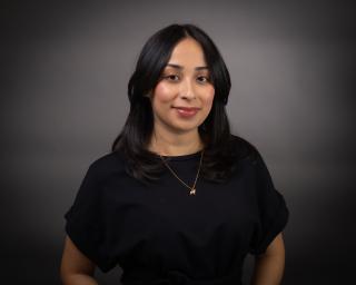 headshot with gray background